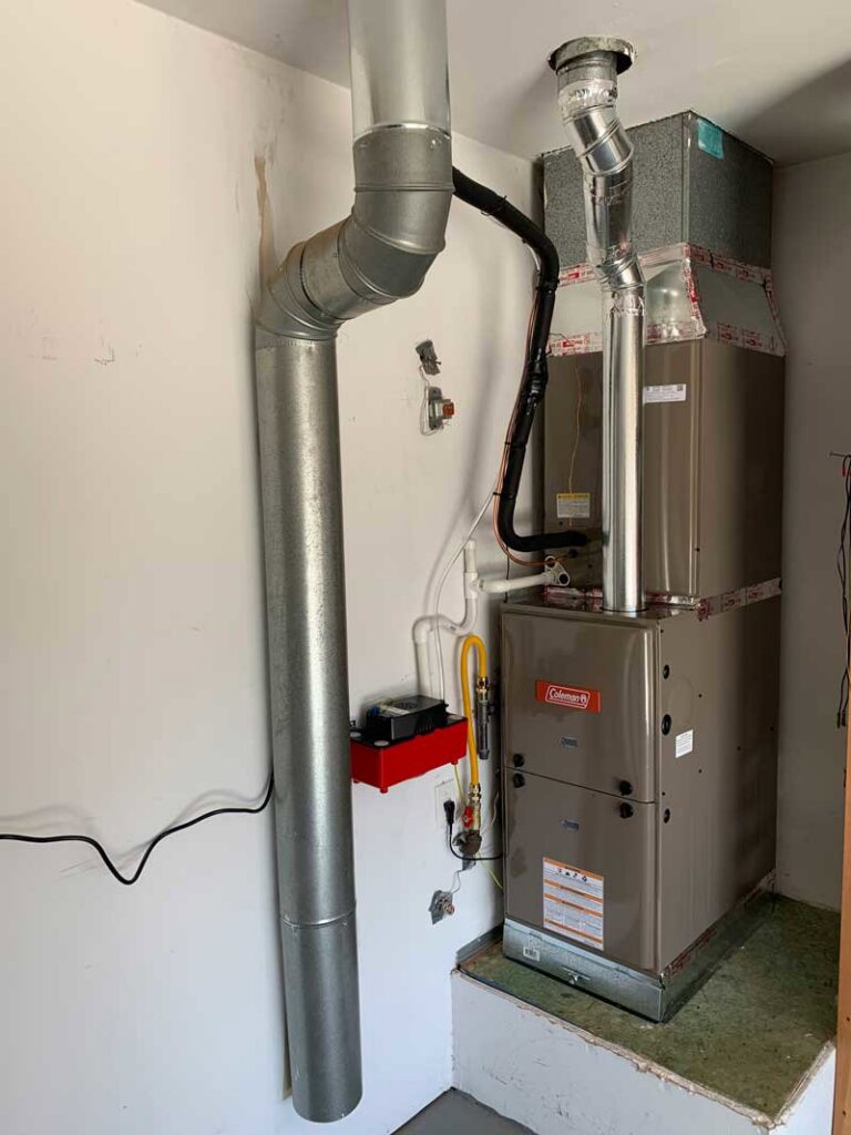 A new Coleman furnace installation with extensive ductwork and venting by Jerome's Mechanical, LLC in Santa Fe, NM