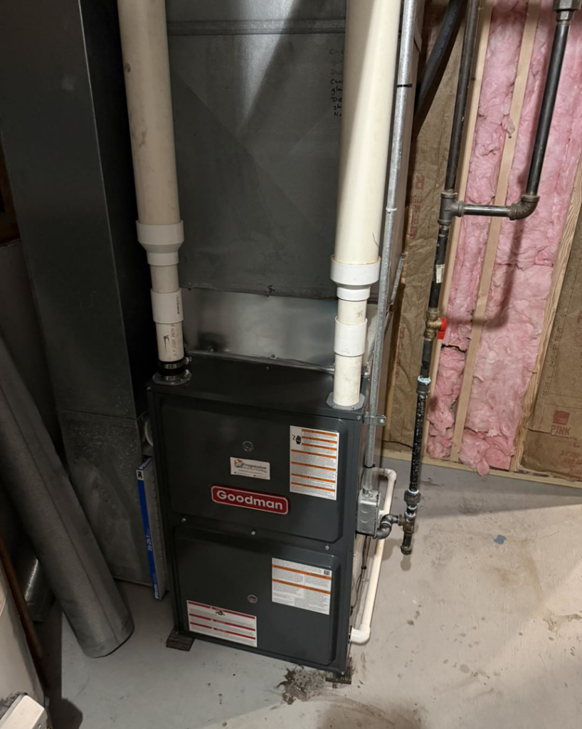 A new Goodman furnace installation by Progressive Heating and Cooling WNY in Buffalo, NY.
