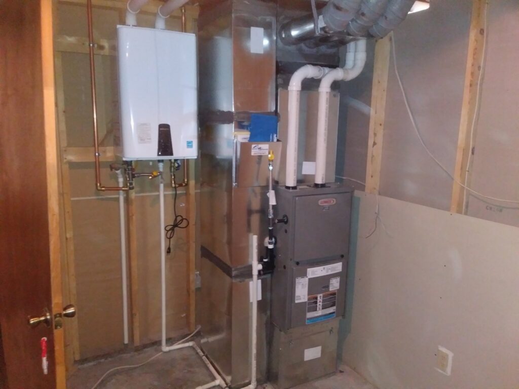 A new furnace and tankless water heater installation by Advanced Comfort Solutions, Inc. in Cheyenne, WY.