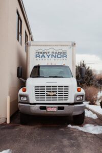 A garage door installation in progress by Front Range Raynor Garage Door & Service in Fort Collins, CO.