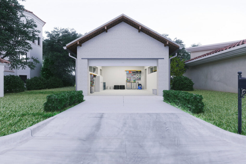 Interior view of an open garage door showing the opener mechanism and track system, serviced by Your Other Front Door LLC in Lakewood, CO.