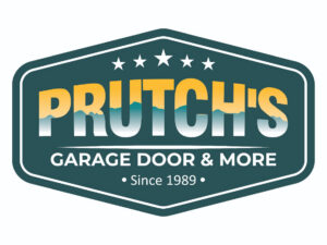 Interior view of a garage showing a newly installed white garage door and opener by Prutch's Garage Door in Page, AZ