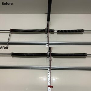 Before and after comparison of a garage door spring replacement by Olympus Garage Door Repair in Tempe, AZ.