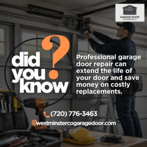 A professional garage door technician repairing an opener mechanism for Garage Door Westminster, Co in Westminster, CO.