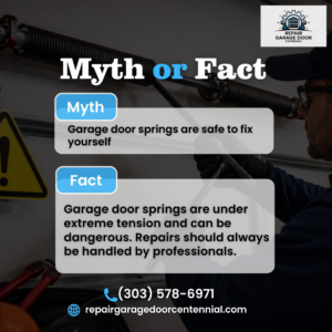 A garage door technician working on a tension spring repair for Repair Garage Door Centennial- Garage Repair in Centennial, CO.