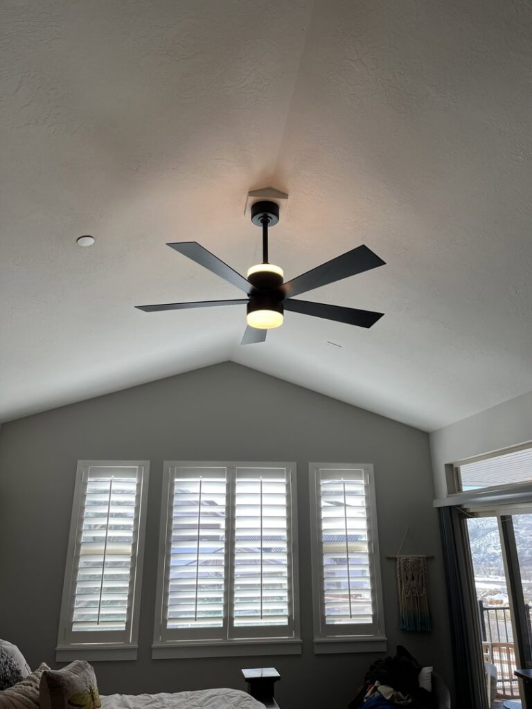 Industrial LED lighting installation in a garage or workshop by High Country Electric in Green River, WY.