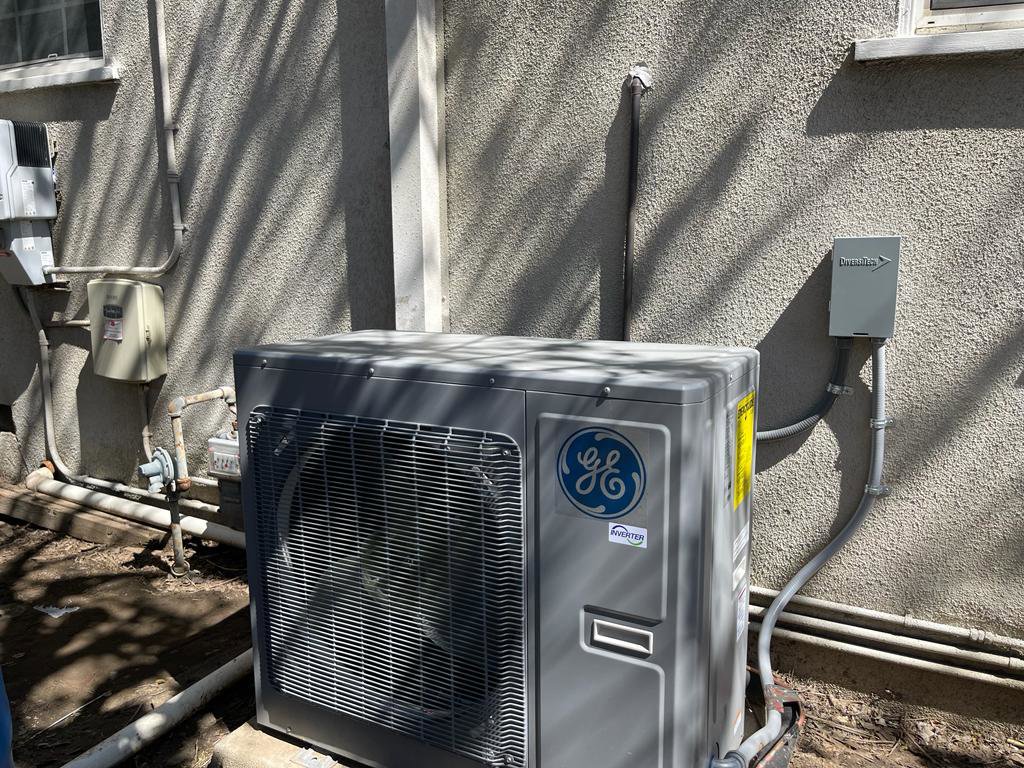 A GE Inverter HVAC outdoor unit recently installed by Affordable Heating and Air in Chatsworth, CA.