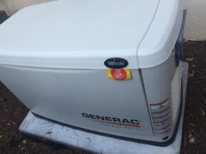 A close-up view of a Generac 16kW Guardian Series standby generator installed by Volt Doctors in Durham, NC