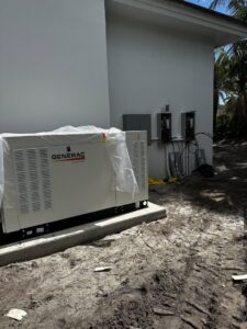 A Generac whole-home generator being installed by Bee Electrical Contracting in Port Saint Lucie, FL.