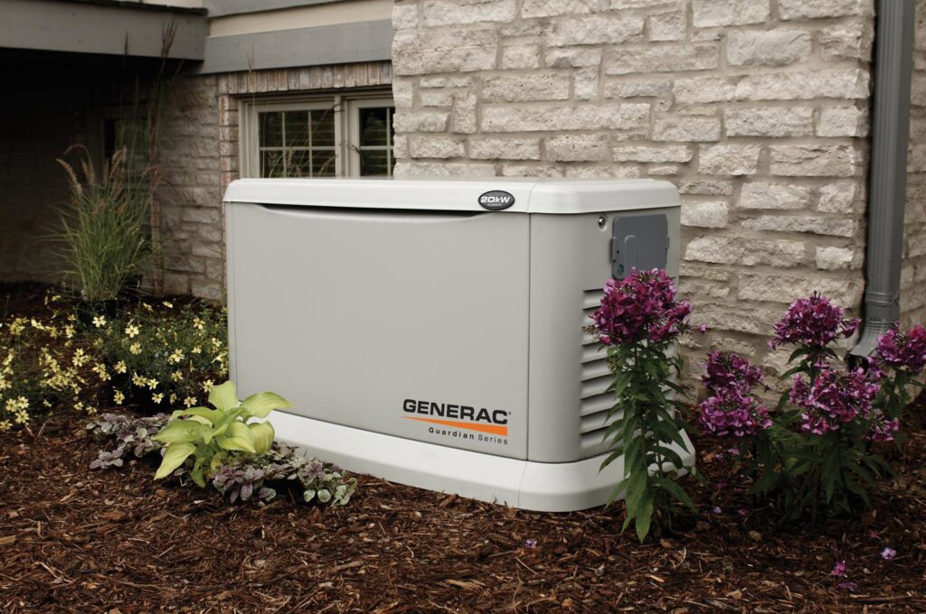 A Generac Guardian Series generator installed next to a home by GenTec Service and Repair in Bossier City, LA