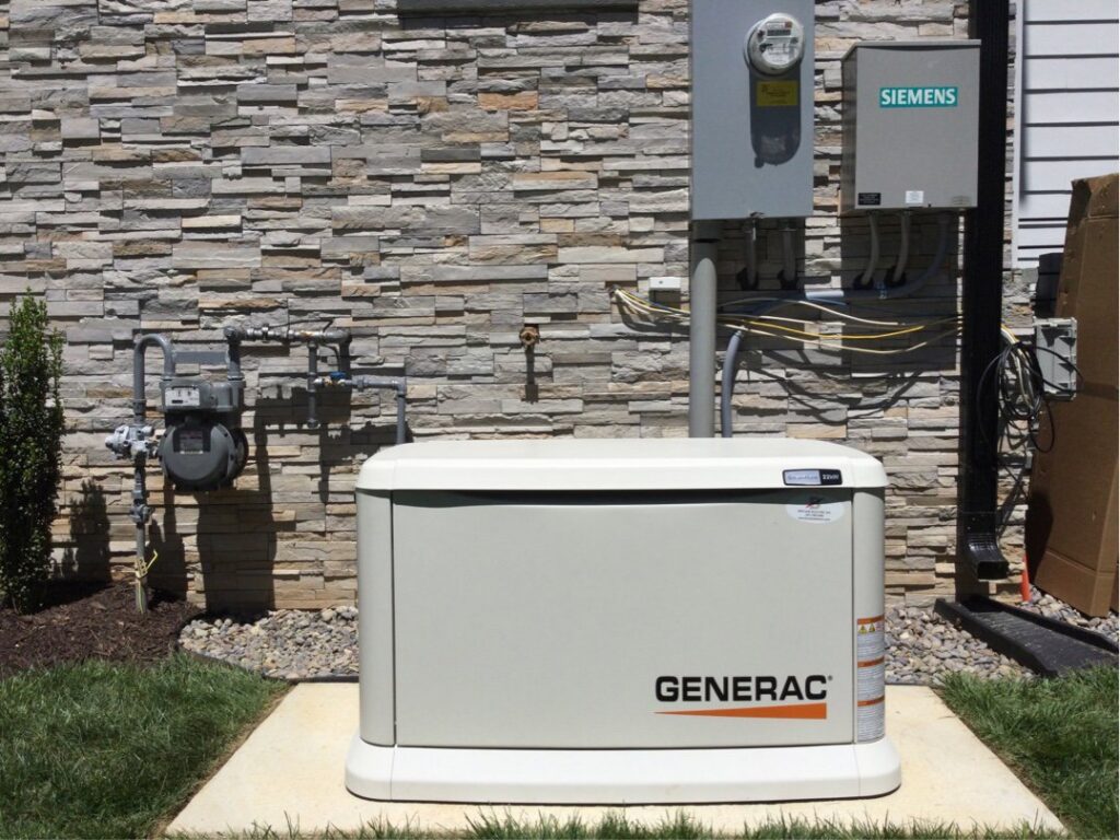 A Generac home standby generator installed by Boyland Electric Inc. in Laytonsville, MD.