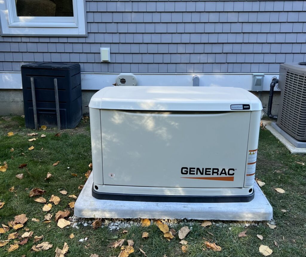 A Generac home standby generator installed by Cummings Electric in South Burlington, VT.