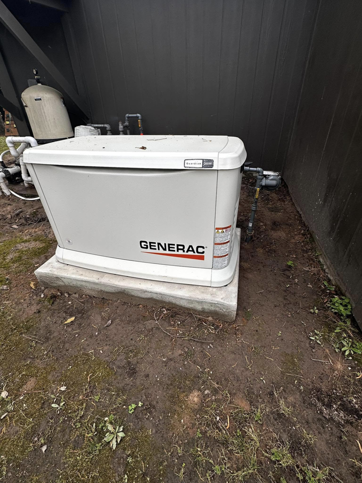 A Generac standby generator unit installed by A&f electric service in Houston, TX