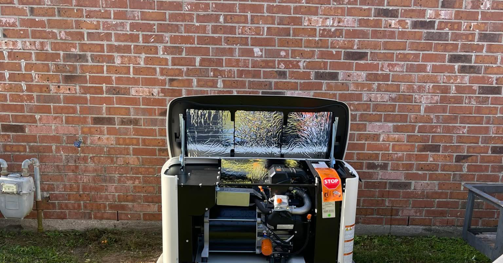 A Generac standby generator with its cover open, ready for installation or service by Butler Generators, LLC in Shreveport, LA.
