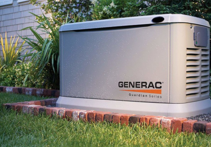 A Generac Guardian Series standby generator installed outside a home by Denny's Electric in Healdsburg, CA.