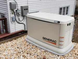 A Generac standby generator installed outside a home by Omni Electrical Services LLC in Philadelphia, PA.