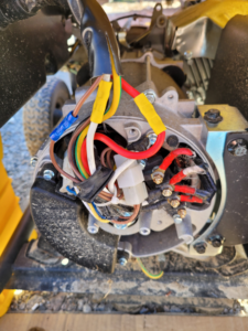 Close-up of electrical wiring inside a generator being serviced by Ethan Parks Electrical Contractor LLC in Burkeville, VA.