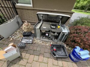 Tools and supplies laid out for generator maintenance by Buckeye Electric of Upper Arlington, LLC in Columbus, OH.