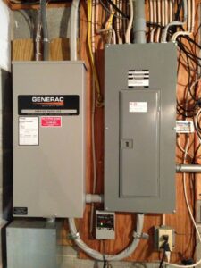 A Generac automatic transfer switch and electrical panel installed by Phoenix Electric, Inc. in Cape Coral, FL