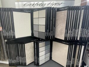 Godfrey Hirst carpet samples showcasing different textures and patterns at Carpet Center Huron SD in Huron, SD.