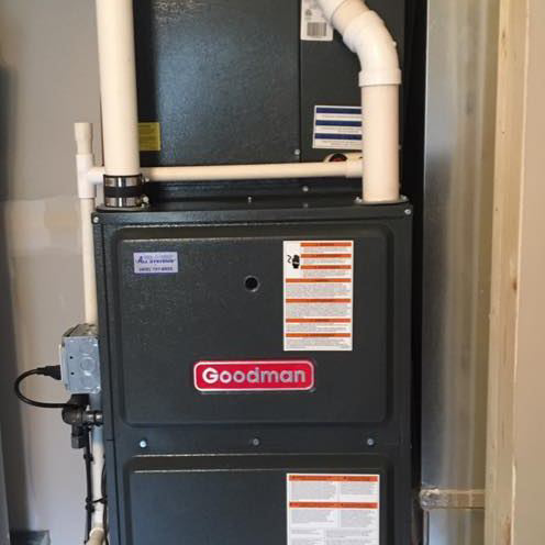 A newly installed Goodman furnace and air handler unit by All Systems LLC in Fremont, NE