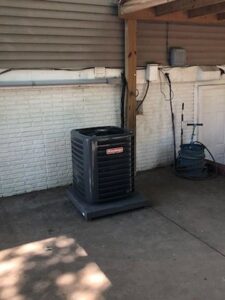 A Goodman outdoor air conditioning unit installation by Bellis Heating & Cooling in Independence, MO.