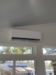 A Gree mini-split indoor unit professionally installed on a wall by Reasonable Air, LLC in Summerville, SC.