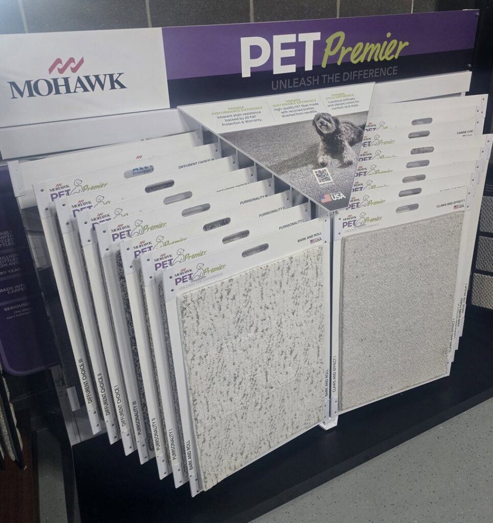 A close-up view of grey pebble stone tile flooring, a unique option from Bronco Carpets and Flooring in Caldwell, ID.