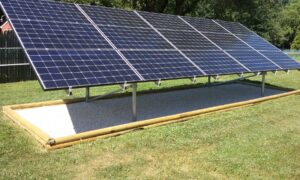 Ground-mounted solar panel installation by CMI Solar & Electric, Inc. in Newark, DE.