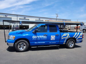 A branded Gryffin Garage Door service truck ready for a job in Chandler, AZ
