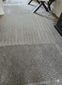 A carpet showing a clear before-and-after difference with one half cleaned by A&g's carpet cleaning service in Vancouver, WA.