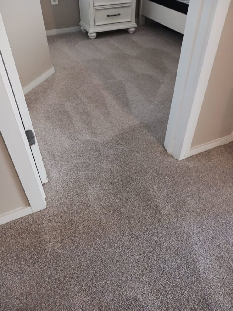 Hallway carpet cleaning showing fresh results by Marty B's General Klean in Cincinnati, OH.