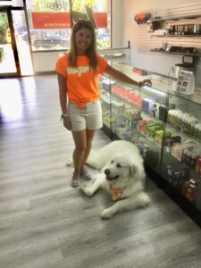A newly installed light-colored carpet in a residential hallway by Knoxville Flooring Center in Knoxville, TN.