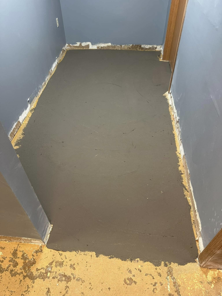 Hallway subfloor meticulously prepped for new carpet installation by Long's Family Flooring Solutions LLC in New Alexandria, PA.
