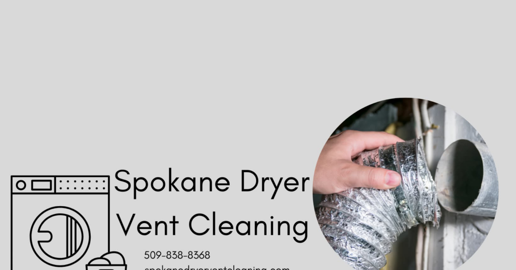 A hand holding a flexible dryer vent hose next to a wall opening, illustrating dryer vent services by Spokane Dryer Vent Cleaning in Spokane, WA.