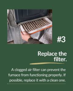 A hand replacing a dirty furnace filter, demonstrating HVAC maintenance by DFH Company Heating and Air Conditioning in Louisville, KY