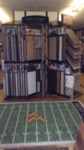Happy Floors carpet and flooring displays in the Jordan's Flooring showroom in Martinsburg, WV