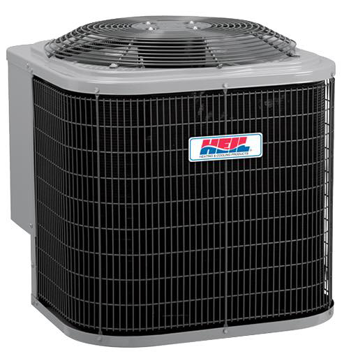 A Heil outdoor air conditioning unit, installed by Preston Heating and Air Conditioning in Rochester, NY.