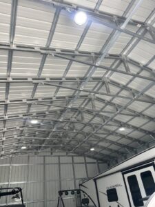 High bay lighting installation in a commercial or industrial metal building by Heck Electric, LLC in Everett, WA