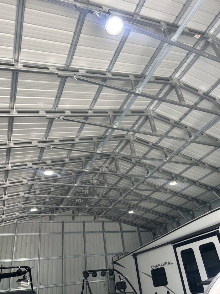 High bay lighting installation in a commercial or industrial metal building by Heck Electric, LLC in Everett, WA