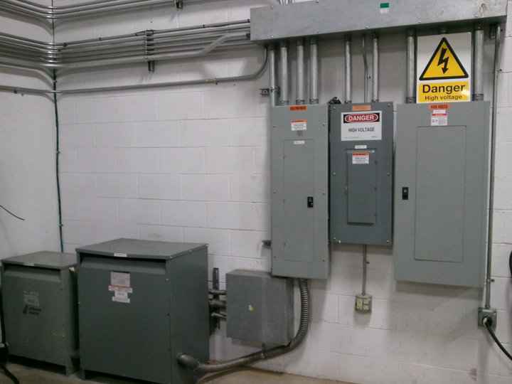 High voltage electrical panels, transformers, and conduit installed by J.S.S. Electric, Inc. in Cleveland, OH