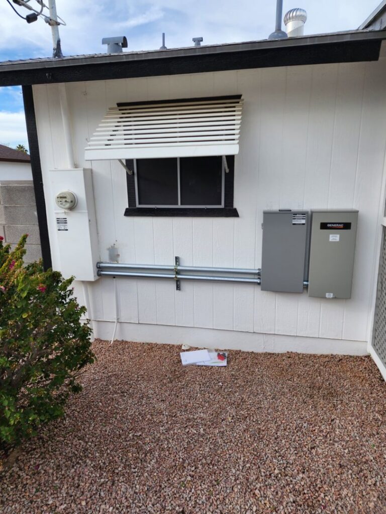 A home Generac generator and electrical conduit installation by Johnson Power and Air in Gilbert, AZ.