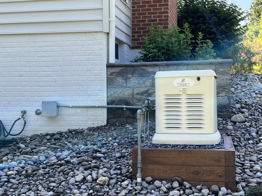 Home generator with electrical connection installed by Boyland Electric Inc. in Laytonsville, MD.