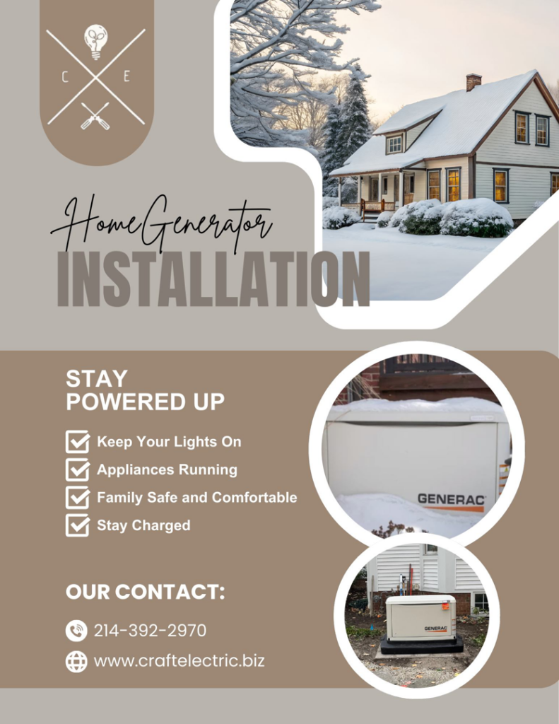 A Generac home generator installed outside a house, demonstrating a generator installation service by Craft Electric in Woodbridge, VA