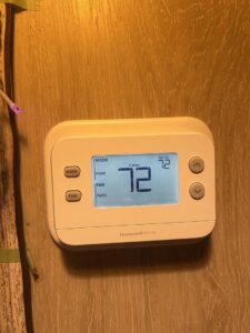 A Honeywell Home digital thermostat displaying 72 degrees, installed by Great Lakes Heating & Air Conditioning in Wickliffe, OH.