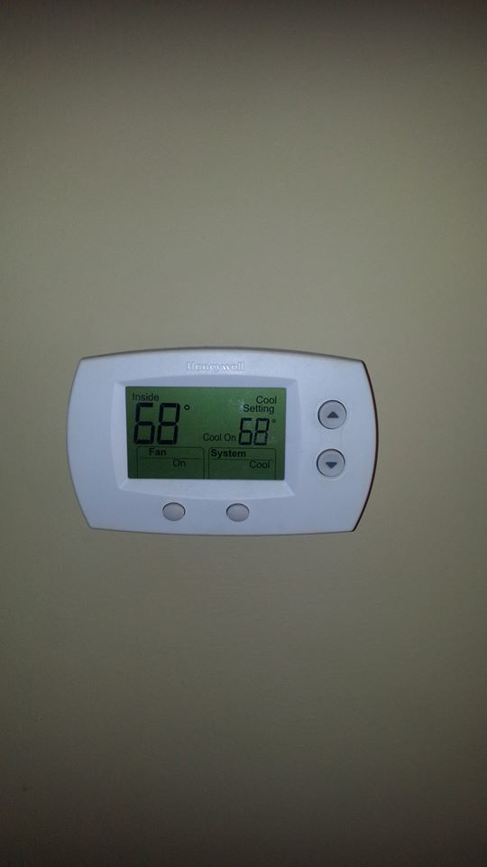 A Honeywell thermostat displaying a cool setting, installed by Air Vent Master in Charlotte, NC.