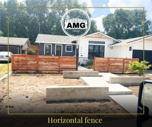 A newly installed horizontal wood fence in front of a modern home by AMG Fencing in Sacramento, CA