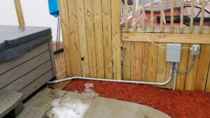 Hot tub electrical installation with conduit by Madison Electrician Now in Madison, AL.