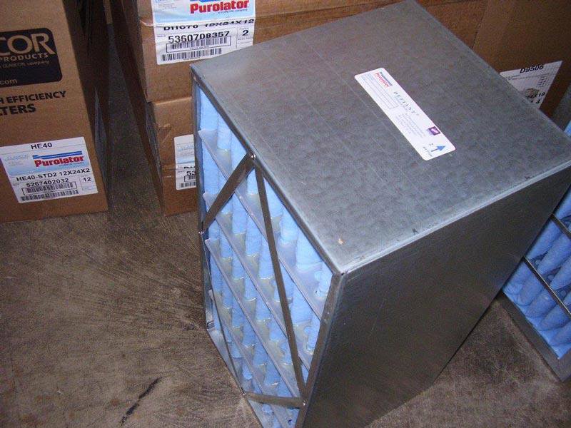 A new HVAC air filter box, a component used by Cafco Services in Cincinnati, OH.