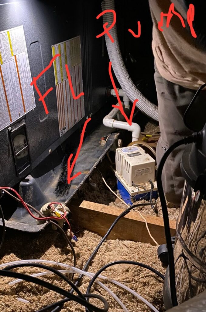 An interior view of an HVAC air handler showing internal components and wiring, indicating service work by Bama Air Systems in Cullman, AL.